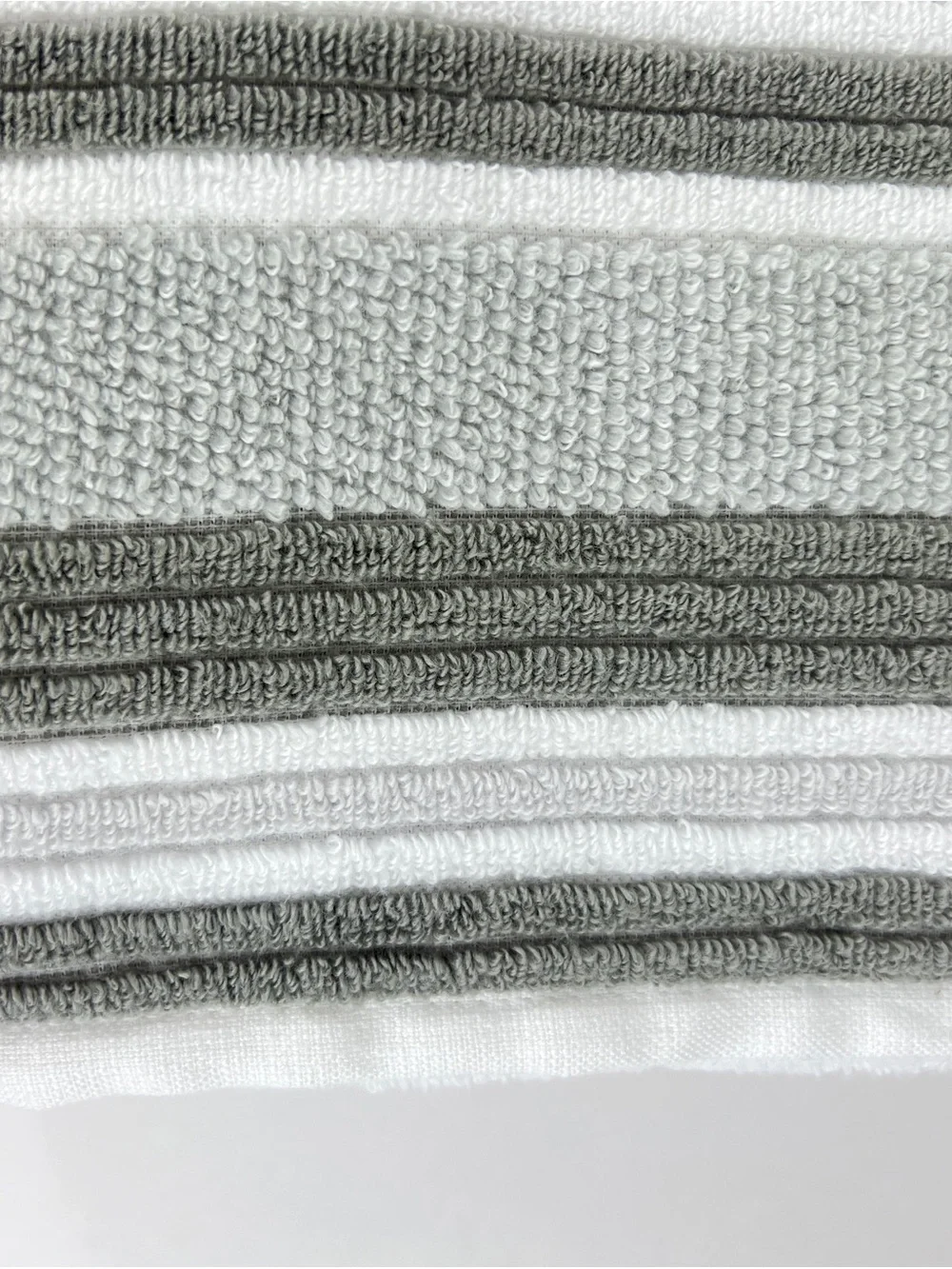 Casaba Bath Towels Tan Taupe White Striped Quick Dry Soft Cotton 2 Pc Set NEW